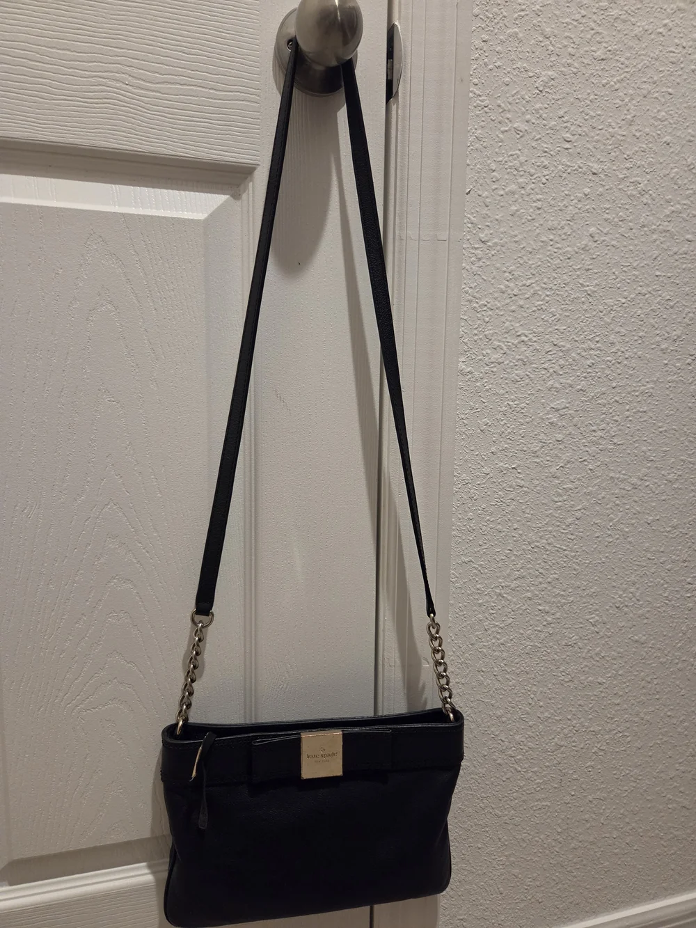 Kate Spade Black Leather Primrose Hill Arica Bow Crossbody Bag
